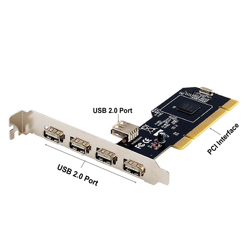 5Port High Speed USB 2.0 PCI Controller Card Chip Hi-Speed up to 480Mbps O 4+1